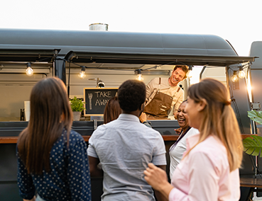 people at a food truck