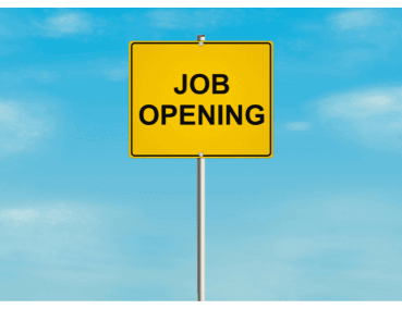 yellow road sign that says job opening
