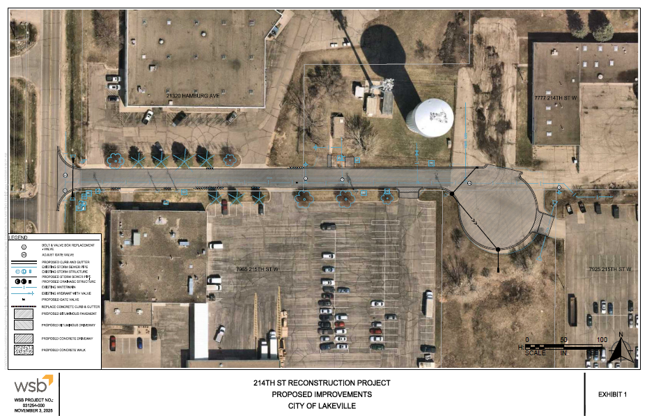 satellite map with proposed improvements on 214th Street
