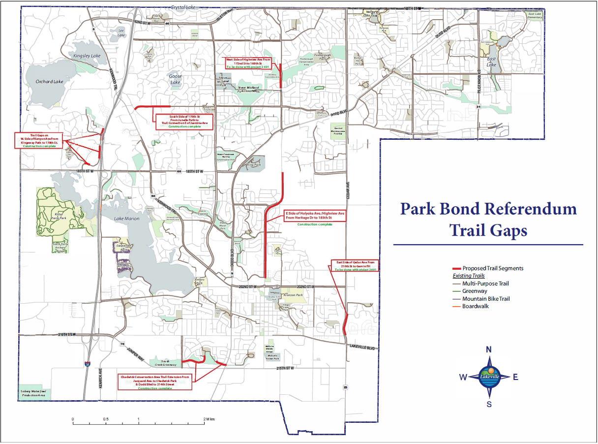 Full location map for Park Bond Trail Gap Project 